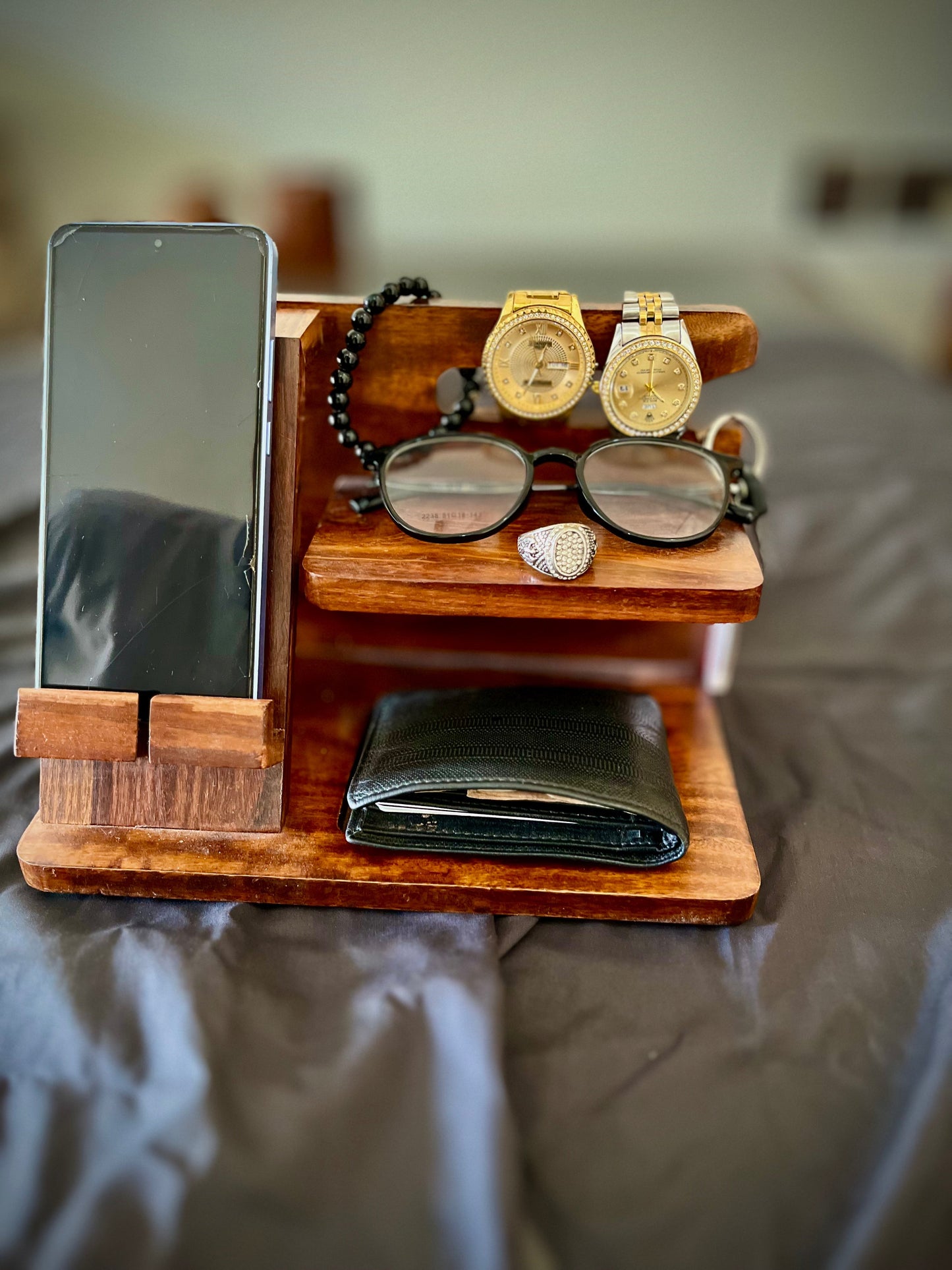 Hand Made Wooden Table Organizer
