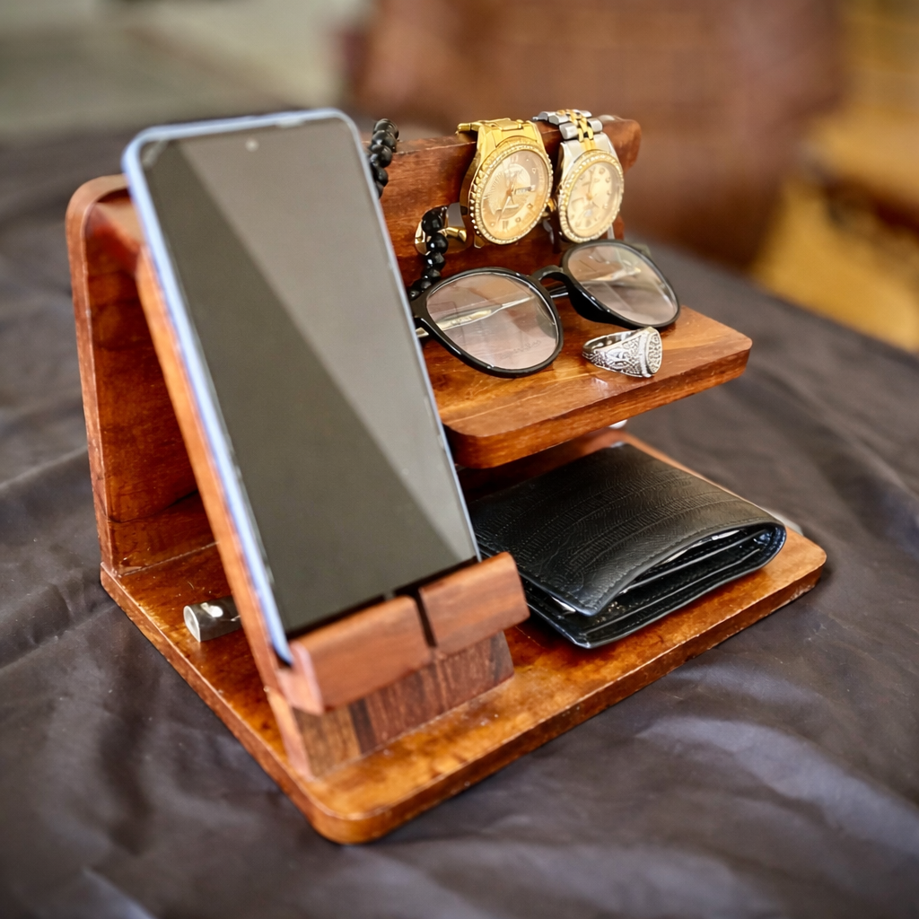 Hand Made Wooden Table Organizer