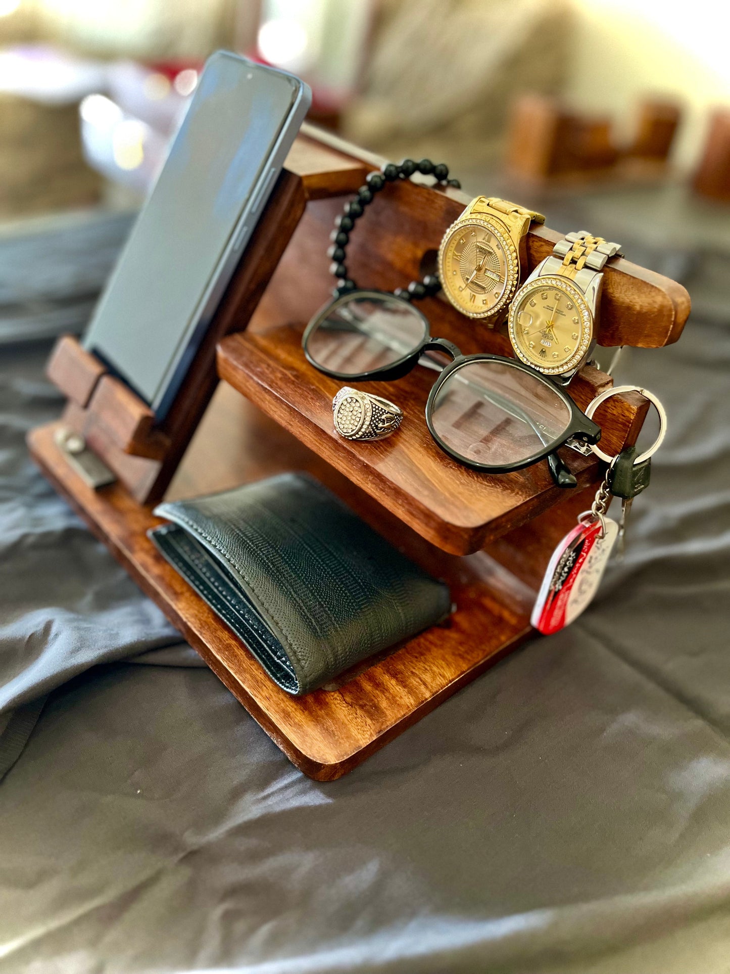 Hand Made Wooden Table Organizer